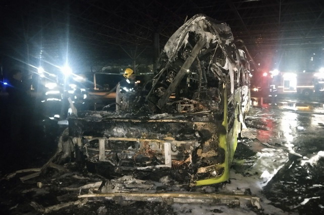 В Ташкенте на территории автобусного парка сгорел автобус MAN, пострадавших нет