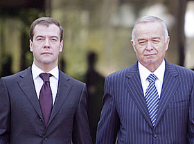 Islam Karimov and Dmitriy Medvedev hold information meeting