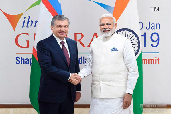 President of Uzbekistan meets with the Prime Minister of India