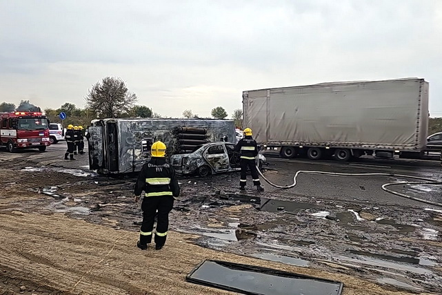 Toshkent viloyatida yo‘lovchi avtobusi va Cobalt to‘qnashuvidan keyin yonib ketdi