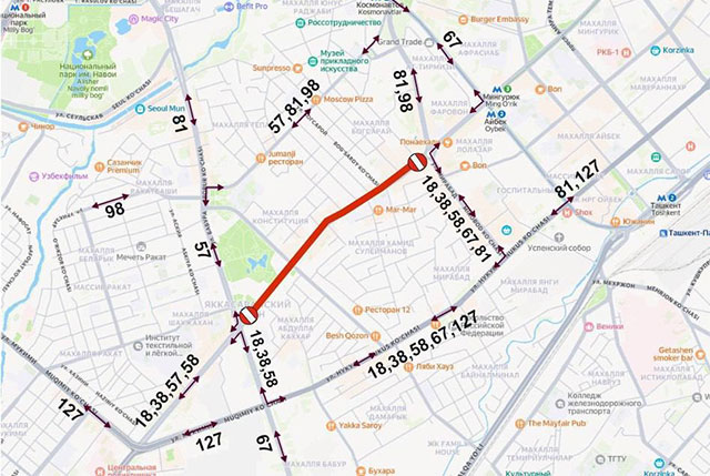 На улице Шота Руставели в Ташкенте ограничат движение до 25 августа