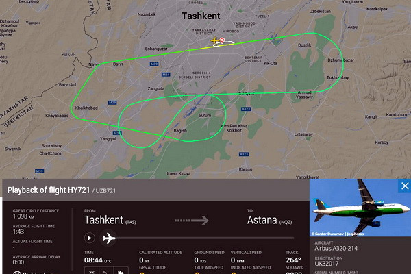 Самолет Uzbekistan Airways, следовавший из Ташкента в Алматы, вернулся в аэропорт вылета