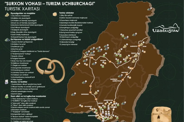 В Сурхандарьинской области представили туристическую карту «Сурхандарьинский оазис — туристический треугольник»