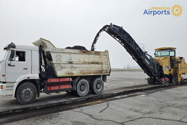 В аэропорту Ферганы начат капитальный ремонт перрона