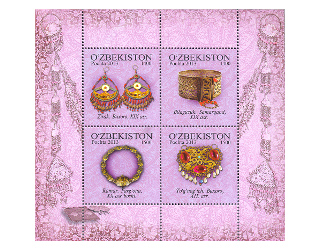 Uzbekistan Post issues postal stamp “Women jewelry”