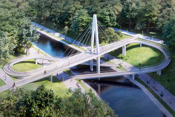 Construction of first cable-stayed pedestrian bridge in Uzbekistan ends